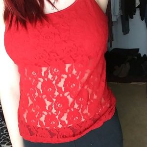 Red Lace Tank Top